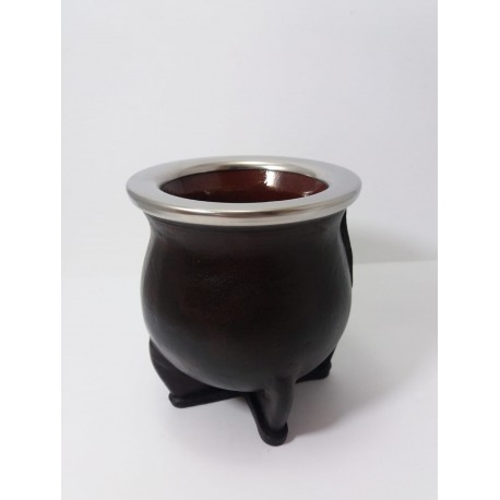 Mate de cerámica en cuero Grande