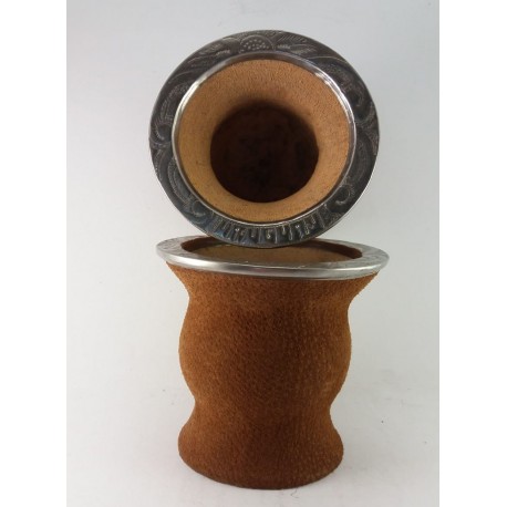 Mate forrados en cuero de chancho boquilla en acero