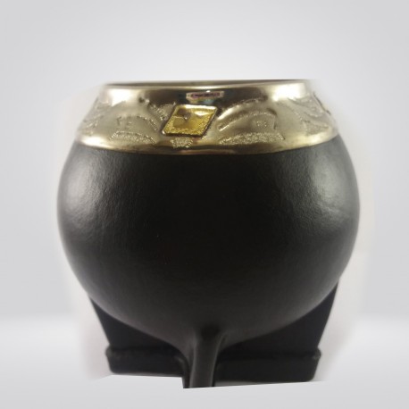 Porongo en cuero y alpaca