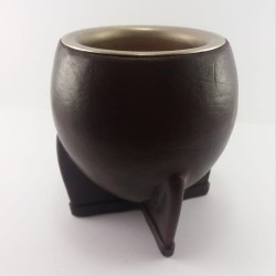 Porongo en cuero y boquilla en alpaca