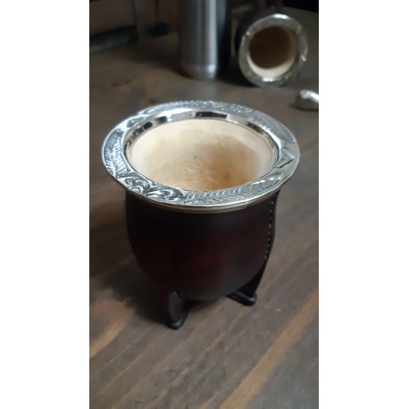 Mate de vuelo forrado en cuero emboquillado en acero sincelado