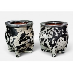 Mate de ceramica forrado en cuero vaquita