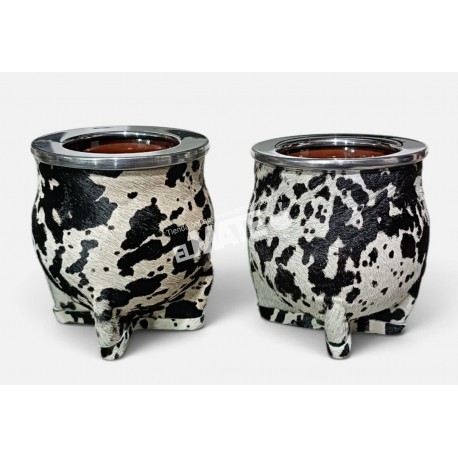 Mate de ceramica forrado en cuero vaquita